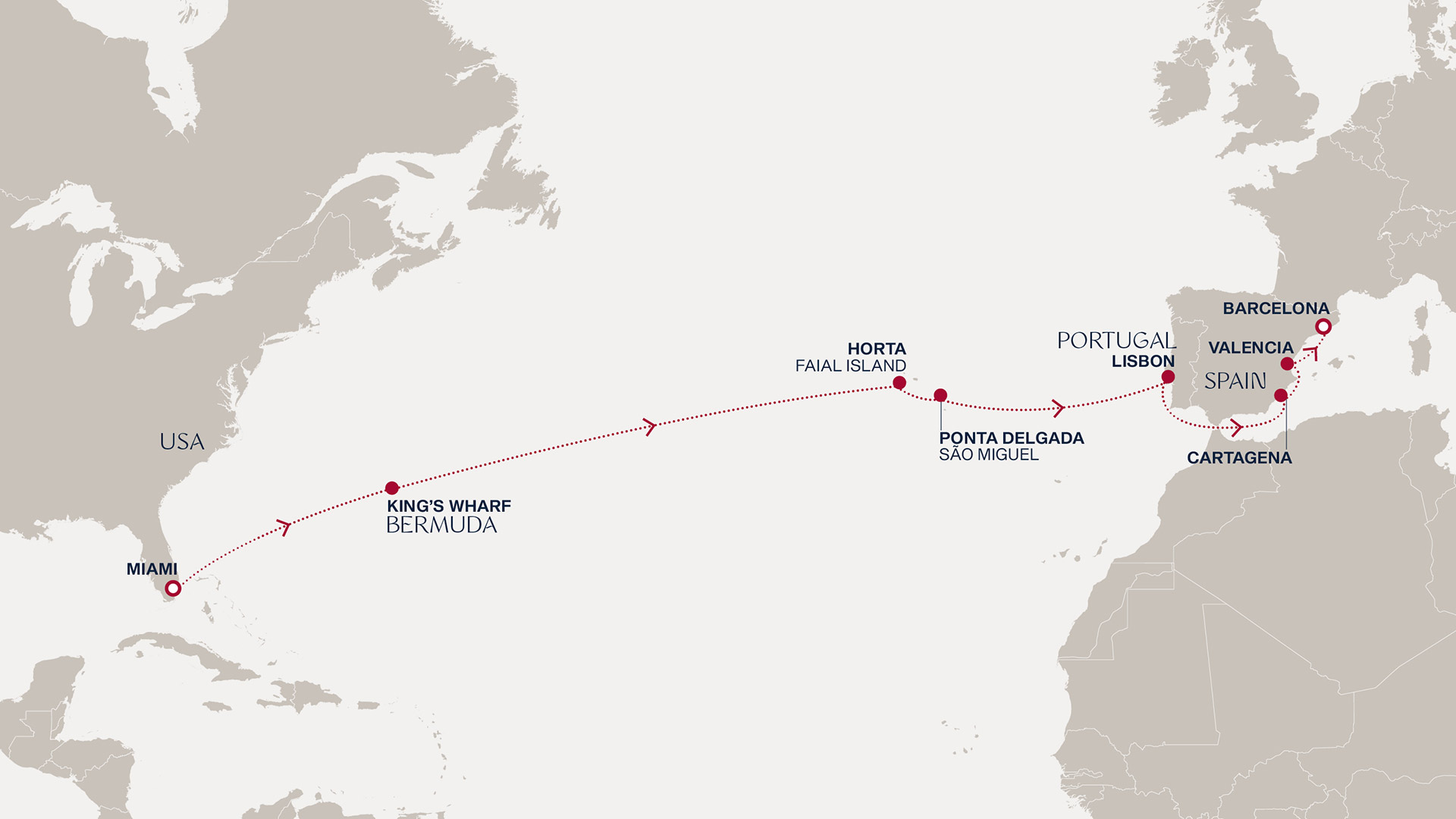Velká cesta mezi Amerikou, Azorskými ostrovy a Katalánskem
