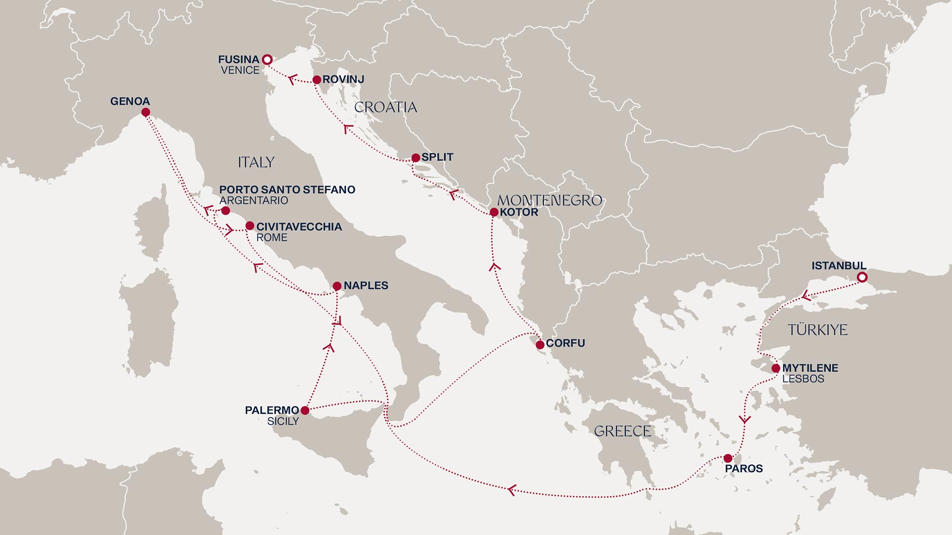 Prodloužená cesta po italských ostrovech a impériích Jaderského moře